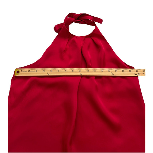 Theory Halter Top Womens Medium Red Kensi Sleeveless Silk Lined Neck Tie Holiday - Picture 6 of 9
